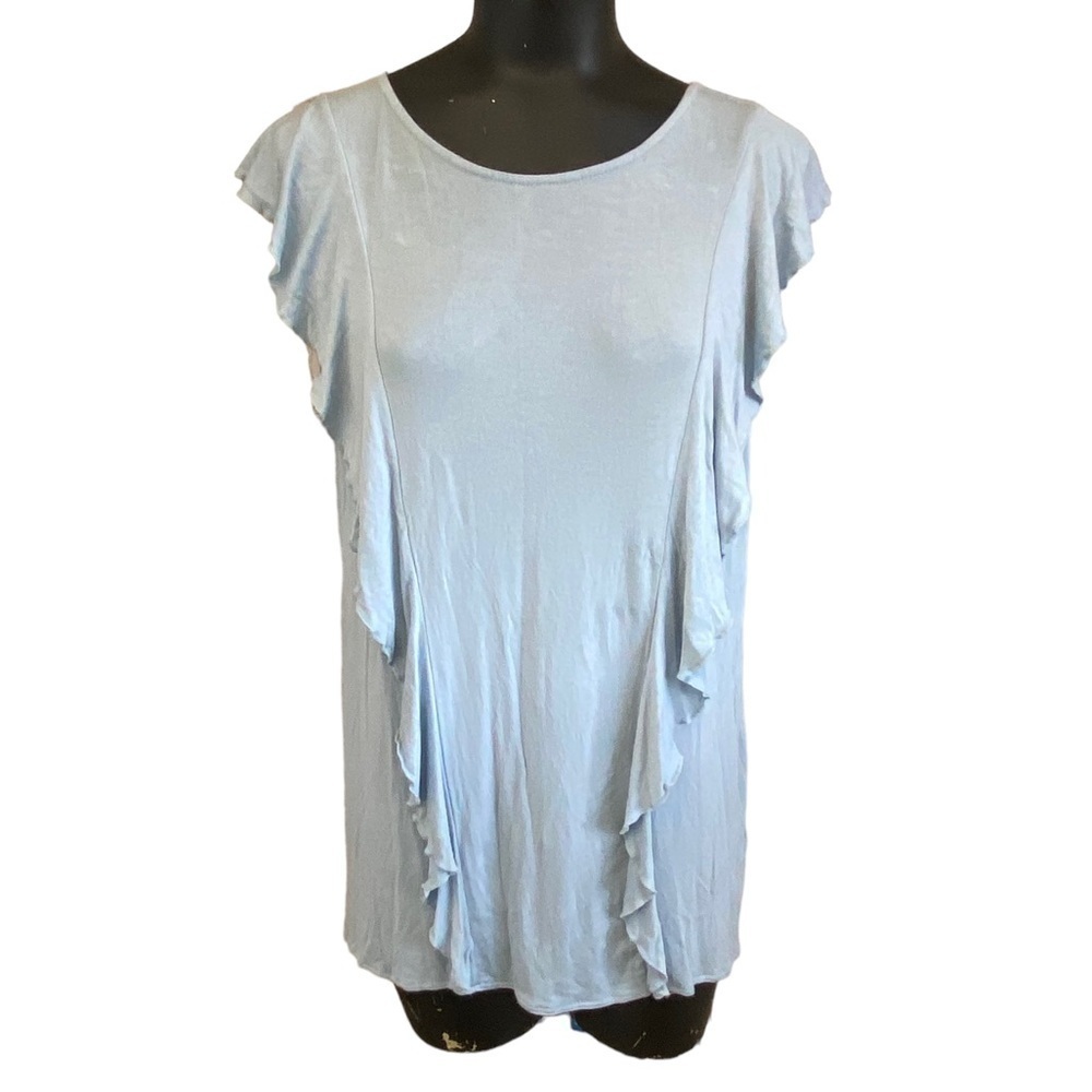Joseph A. Flutter Sleeves Light Blue Top Blouse